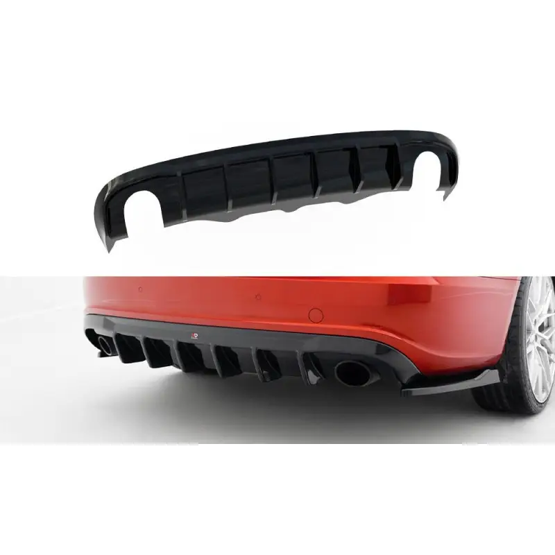 DIFFUSEUR ARRIÈRE COMPLET AUDI A5 S-LINE SPORTBACK 8T (VERSION AVEC EMBOUTS D'ÉCHAPPEMENT SIMPLES DES DEUX CÔTÉS) - MAXTONDESIGN - FINITION NOIR BRILLANT Nouvelle Collection