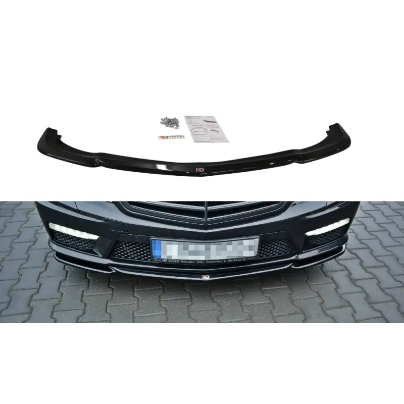 Offre Limitée LAME DU PARE-CHOCS AVANT - SPLITTER V.1 MERCEDES-BENZ E63 AMG W212- MAXTON DESIGN - FINITION NOIR BRILLANT