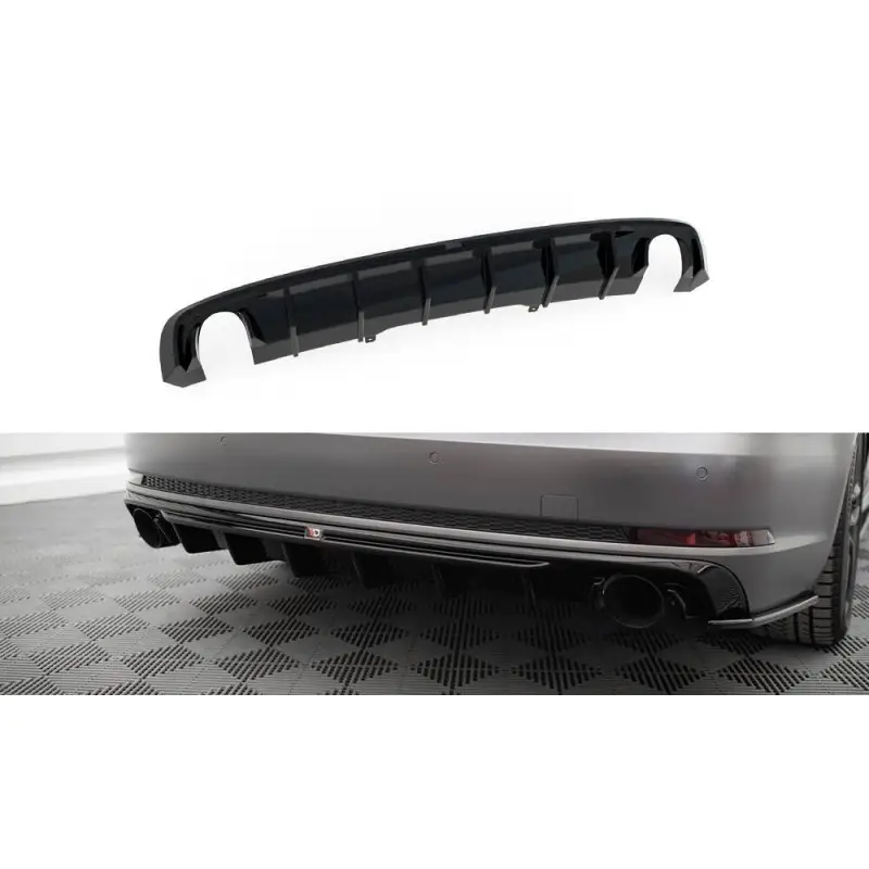 DIFFUSEUR ARRIÈRE COMPLET AUDI A4 S-LINE B9 (VERSION AVEC EMBOUTS D'ÉCHAPPEMENT SIMPLES DES DEUX CÔTÉS) - MAXTONDESIGN - FINITION NOIR BRILLANT Solde