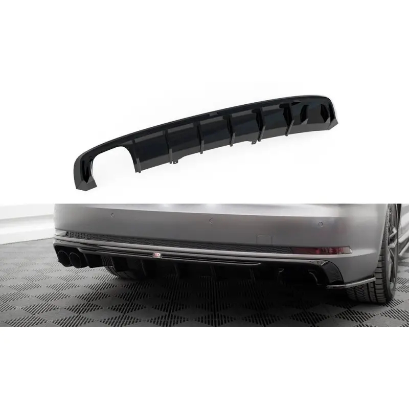 Top Vente DIFFUSEUR ARRIÈRE COMPLET AUDI A4 S-LINE B9 (VERSION AVEC DOUBLE EMBOUT D'ÉCHAPPEMENT D'UN CÔTÉ) - MAXTONDESIGN - FINITION NOIR BRILLANT