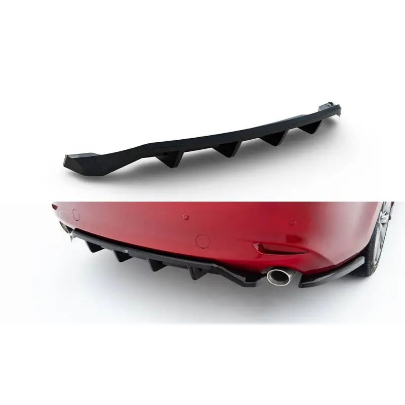 ARRIERE SPLITTER (AVEC UNE BARRE VERTICALE) MAZDA 6 SEDAN MK3 FACELIFT - MAXTONDESIGN - FINITION NOIR BRILLANT Promotion Saisonnière