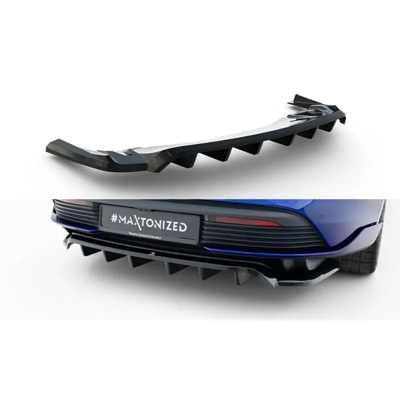 ARRIERE SPLITTER (AVEC UNE BARRE VERTICALE) PORSCHE TAYCAN TURBO S MK1- MAXTONDESIGN - FINITION NOIR BRILLANT Nouvel Arrivage