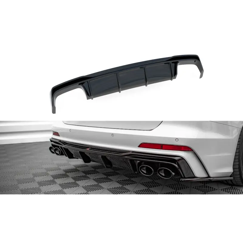 Pas Cher DIFFUSEUR ARRIÈRE COMPLET AUDI S6 C8 - MAXTON DESIGN - FINITION NOIR BRILLANT