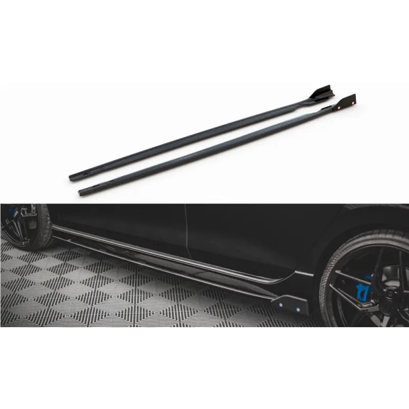RAJOUTS DES BAS DE CAISSE V.2 VOLKSWAGEN GOLF R MK8 - MAXTON DESIGN - FINITION NOIR BRILLANT Haute Qualité