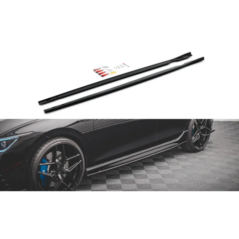 Nouvelle Collection RAJOUTS DES BAS DE CAISSE V.2 VOLKSWAGEN GOLF R MK8 - MAXTON DESIGN - FINITION NOIR BRILLANT