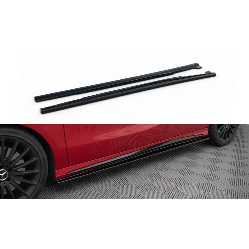 RAJOUTS DES BAS DE CAISSE POUR MERCEDES A W176- CLA 117 AMG- CLA 117 AMG LINE FACELIFT - MAXTON DESIGN - FINITION NOIR BRILLANT Must-Have