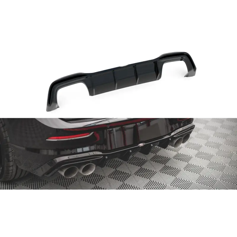 Jusqu’à Épuisement Des Stocks DIFFUSEUR ARRIÈRE COMPLET V.2 VOLKSWAGEN GOLF R MK8 - MAXTON DESIGN - FINITION NOIR BRILLANT