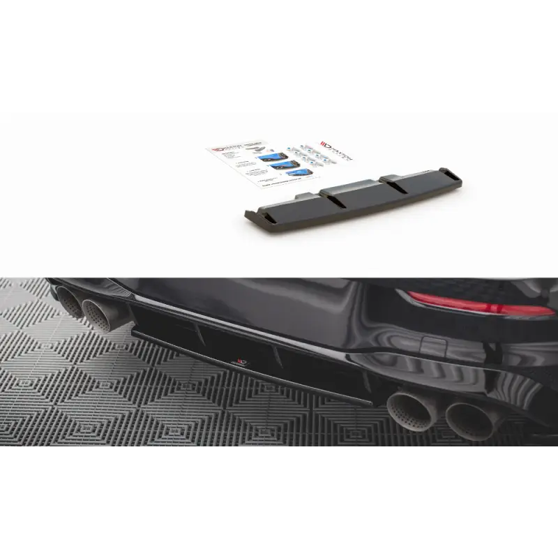 Authentique CENTRAL ARRIERE SPLITTER VOLKSWAGEN GOLF R MK8 - MAXTON DESIGN - FINITION NOIR BRILLANT