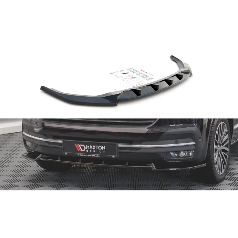 Produit De Marque LAME DU PARE-CHOCS AVANT V.1 VOLKSWAGEN T6 FACELIFT - MAXTON DESIGN - FINITION NOIR BRILLANT