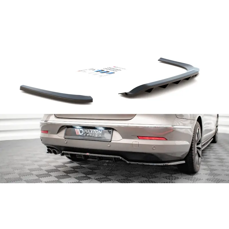 CENTRAL ARRIERE SPLITTER (AVEC UNE BARRE VERTICALE) VOLKSWAGEN PASSAT CC - MAXTON DESIGN - FINITION NOIR BRILLANT Populaire