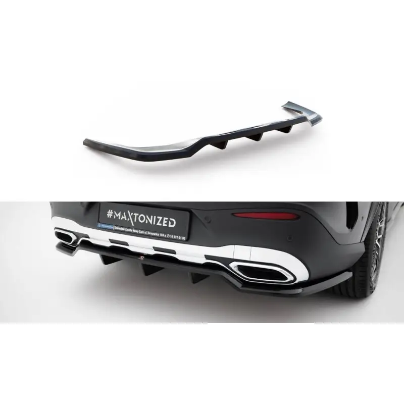 ARRIERE SPLITTER (AVEC UNE BARRE VERTICALE) MERCEDES-BENZ GLC COUPE AMG-LINE C254 - MAXTONDESIGN - FINITION NOIR BRILLANT Nouveauté
