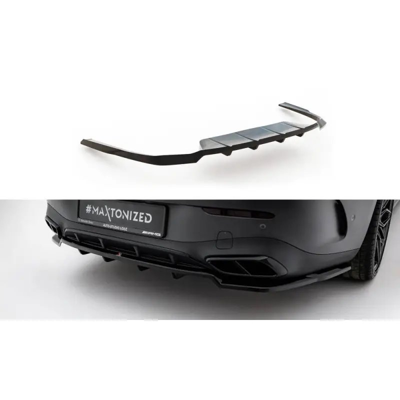 Commander Maintenant ARRIERE SPLITTER (AVEC UNE BARRE VERTICALE) MERCEDES-BENZ CLE AMG-LINE C236 - MAXTONDESIGN - FINITION NOIR BRILLANT