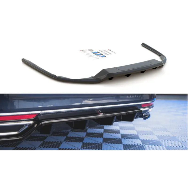 CENTRAL ARRIERE SPLITTER (AVEC UNE BARRE VERTICALE) VOLKSWAGEN PASSAT B8 - MAXTON DESIGN - FINITION NOIR BRILLANT Achat Immédiat