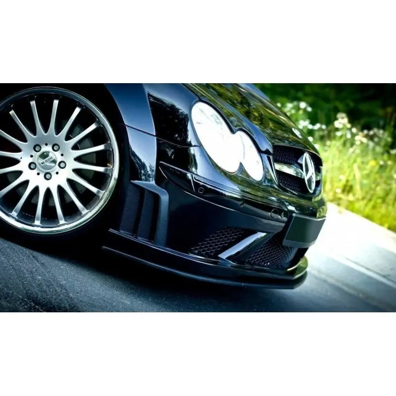 LAME DU PARE-CHOCS AVANT MERCEDES CLK W209 BLACK (SL BLACK SERIES LOOK) - MAXTON DESIGN - FINITION NOIR BRILLANT Prix Réduit