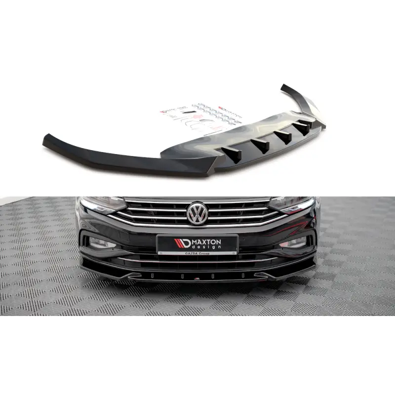 Livraison Gratuite LAME DU PARE-CHOCS AVANT V.2 VOLKSWAGEN PASSAT B8 FACELIFT - MAXTON DESIGN - FINITION NOIR BRILLANT