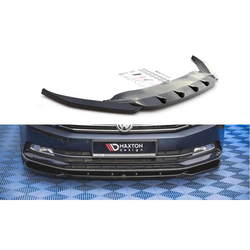 LAME DU PARE-CHOCS AVANT V.1 VOLKSWAGEN PASSAT B8 - MAXTON DESIGN - FINITION NOIR BRILLANT Top Vente