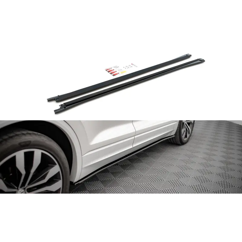 RAJOUTS DES BAS DE CAISSE VOLKSWAGEN TOUAREG R-LINE MK3 - MAXTON DESIGN - FINITION NOIR BRILLANT Authentique