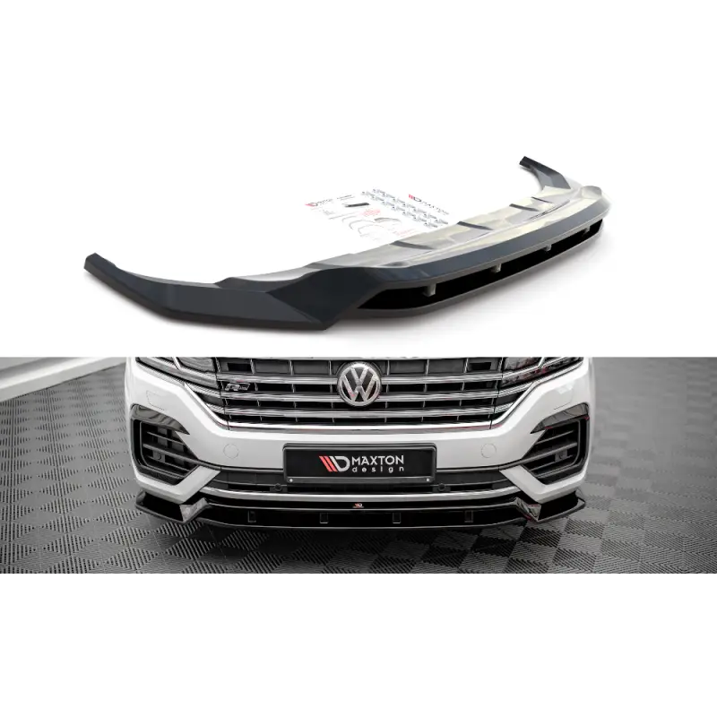 Offre Du Jour LAME DU PARE-CHOCS AVANT VOLKSWAGEN TOUAREG R-LINE MK3 - MAXTON DESIGN - FINITION NOIR BRILLANT