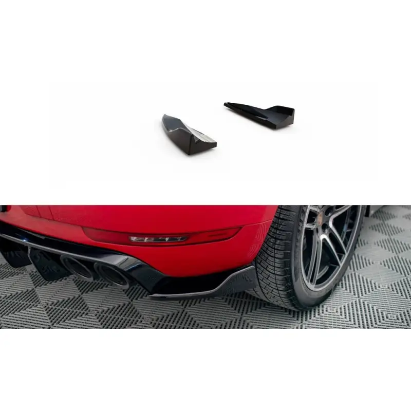 LAMES DE PARE-CHOCS ARRIÈRE LATÉRALES V.2 PORSCHE MACAN GTS / SPORT DESIGN MK1 FACELIFT - MAXTONDESIGN - FINITION NOIR BRILLANT Dernier Modèle