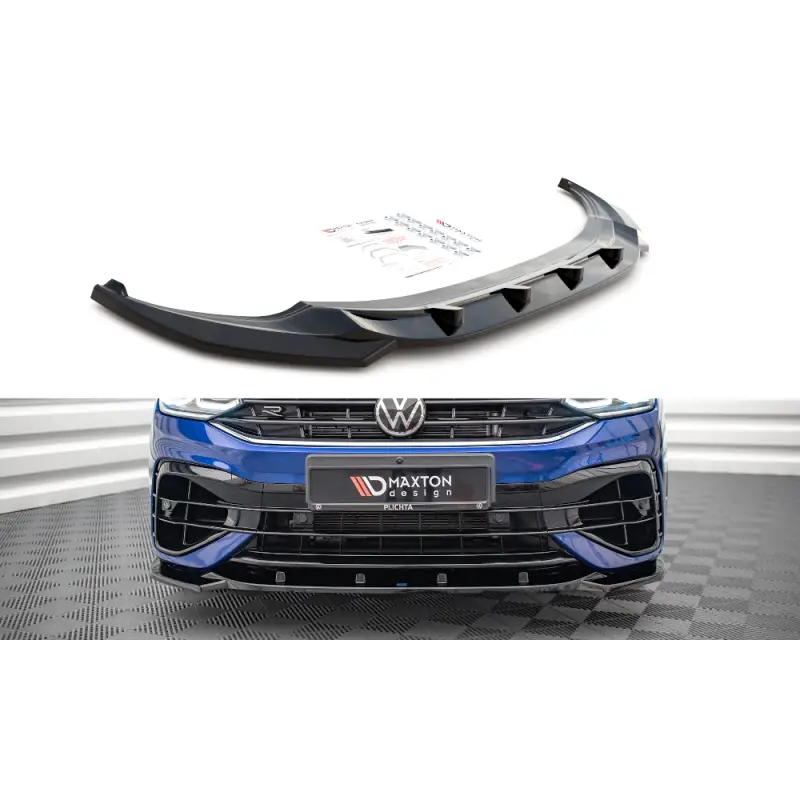 Haute Qualité LAME DU PARE-CHOCS AVANT V.3 VOLKSWAGEN TIGUAN R / R-LINE MK2 FACELIFT - MAXTON DESIGN - FINITION NOIR BRILLANT