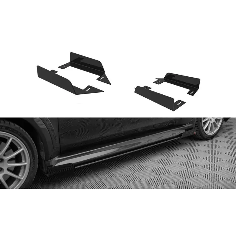 SIDE FLAPS MITSUBISHI LANCER EVO X - MAXTONDESIGN - FINITION NOIR + NOIR BRILLANT Retour Gratuit