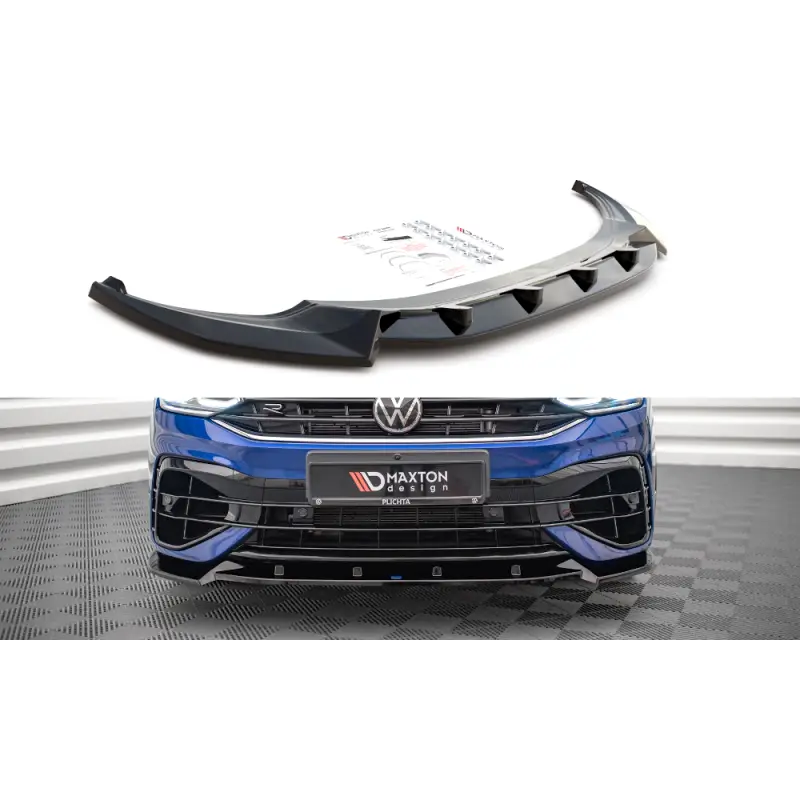 LAME DU PARE-CHOCS AVANT V.2 VOLKSWAGEN TIGUAN R MK2 FACELIFT - MAXTON DESIGN - FINITION NOIR BRILLANT Vente Directe