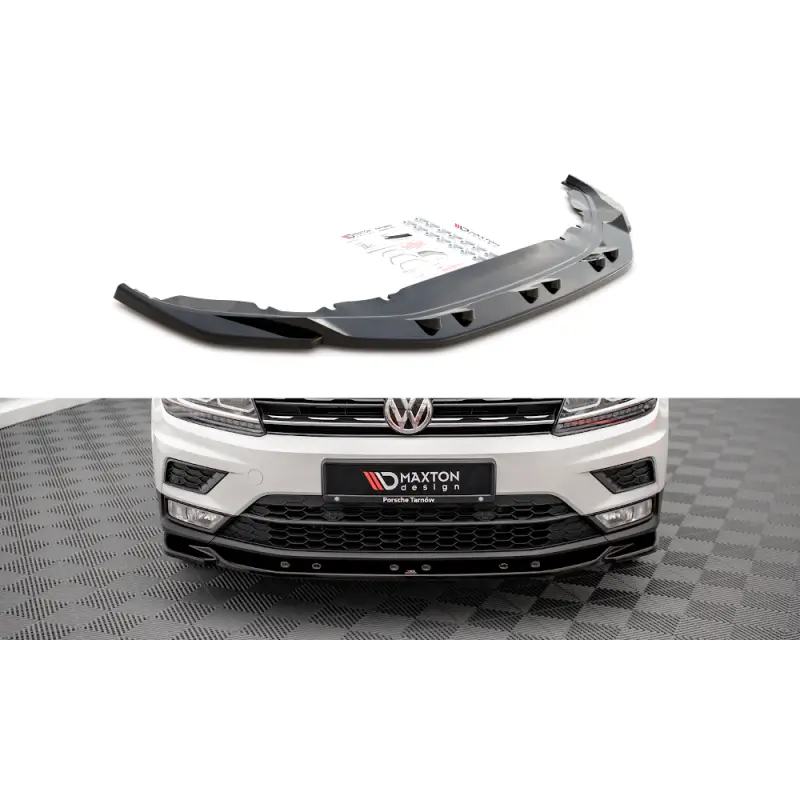 Authentique LAME DU PARE-CHOCS AVANT VOLKSWAGEN TIGUAN MK2 - MAXTON DESIGN - FINITION NOIR BRILLANT