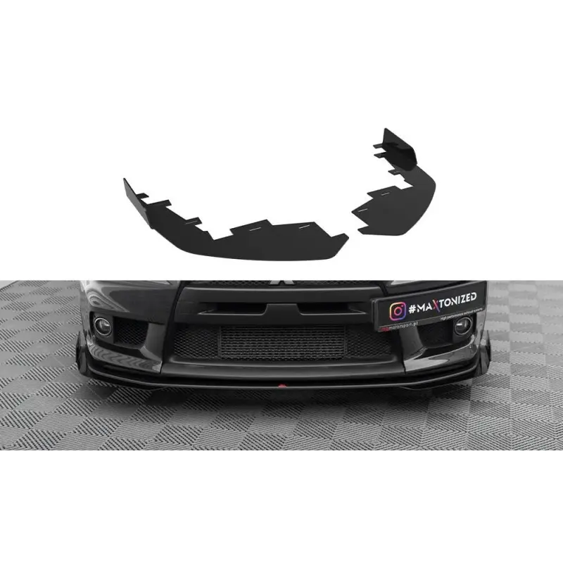 FRONT FLAPS MITSUBISHI LANCER EVO X - MAXTONDESIGN - FINITION NOIR + NOIR BRILLANT Remise