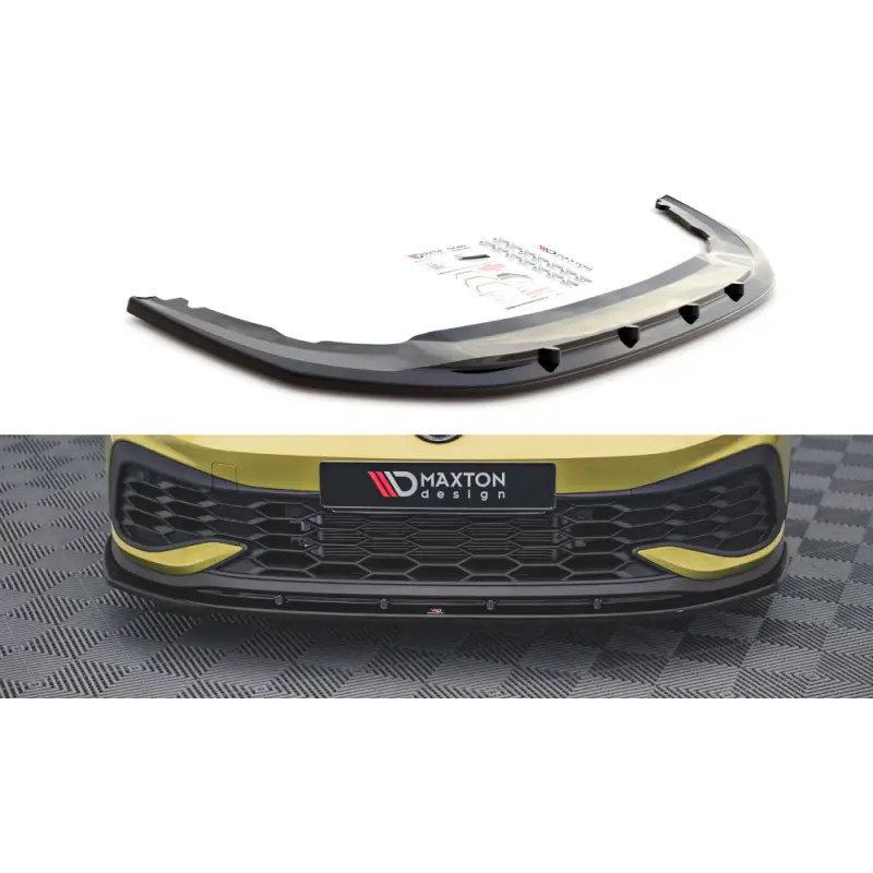 LAME DU PARE-CHOCS AVANT V.4 VOLKSWAGEN GOLF 8 GTI CLUBSPORT - MAXTON DESIGN - FINITION NOIR BRILLANT Prix Promo
