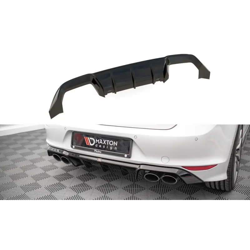 DIFFUSEUR ARRIÈRE COMPLET VOLKSWAGEN GOLF R MK7 - MAXTON DESIGN - FINITION NOIR BRILLANT Jusqu’à Épuisement Des Stocks
