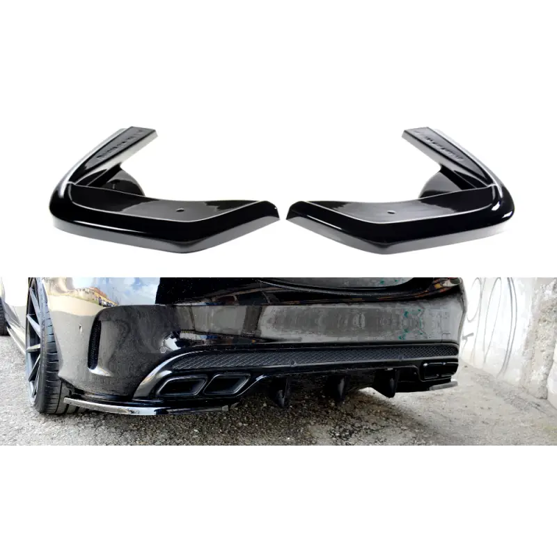 Satisfait Ou Remboursé LAME DU PARE-CHOCS ARRIERE MERCEDES- BENZ C43 AMG W205 - MAXTON DESIGN - FINITION NOIR BRILLANT