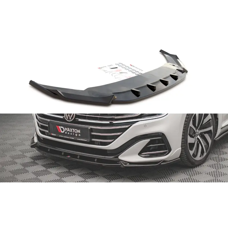 Offre Limitée LAME DU PARE-CHOCS AVANT V.1 VOLKSWAGEN ARTEON R-LINE FACELIFT - MAXTON DESIGN - FINITION NOIR BRILLANT