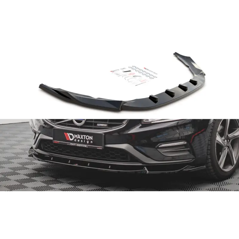 LAME DU PARE-CHOCS AVANT V.1 VOLVO S60 R-DESIGN MK2 - MAXTON DESIGN - FINITION NOIR BRILLANT Populaire