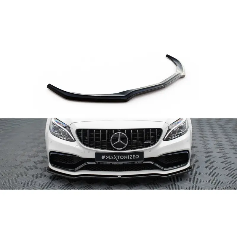 Must-Have LAME DU PARE-CHOCS AVANT V.1 MERCEDES C-CLASS S205 63AMG ESTATE - MAXTON DESIGN - FINITION NOIR BRILLANT