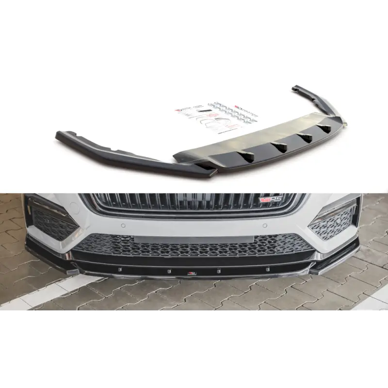 Commande En Gros LAME DU PARE-CHOCS AVANT V.3 SKODA OCTAVIA RS MK4 - MAXTON DESIGN - FINITION NOIR BRILLANT