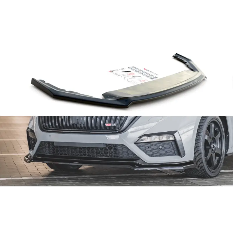 LAME DU PARE-CHOCS AVANT V.4 SKODA OCTAVIA RS MK4 - MAXTON DESIGN - FINITION NOIR BRILLANT Bon Plan