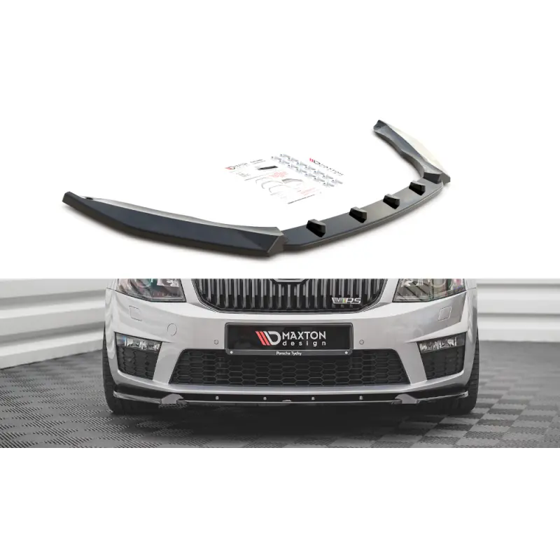 LAME DU PARE-CHOCS AVANT V.3 SKODA OCTAVIA RS MK3 - MAXTON DESIGN - FINITION NOIR BRILLANT Promotion Saisonnière
