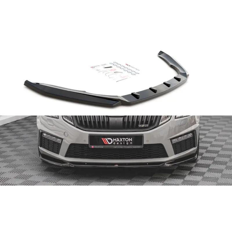 LAME DU PARE-CHOCS AVANT V.3 SKODA OCTAVIA RS MK3 FACELIFT - MAXTON DESIGN - FINITION NOIR BRILLANT Commande En Gros
