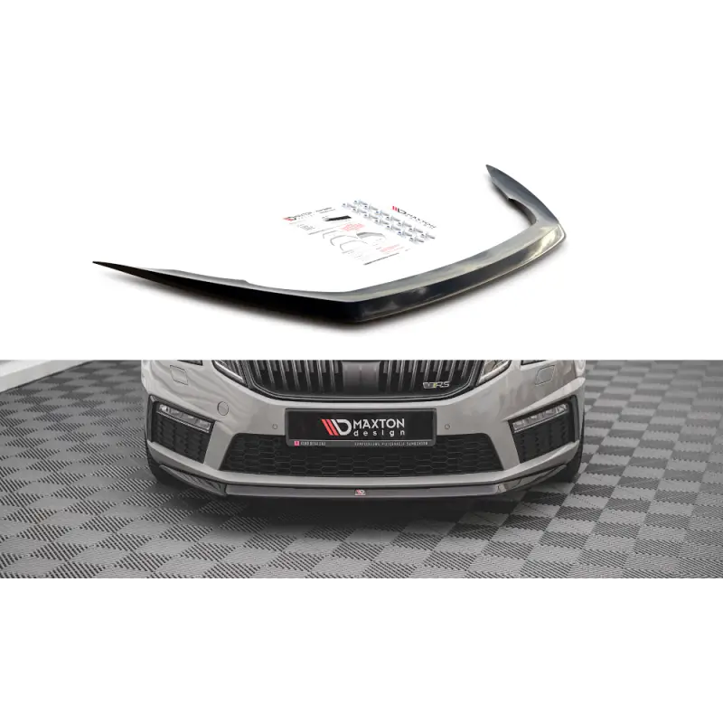 Affaire À Saisir LAME DU PARE-CHOCS AVANT V.1 SKODA OCTAVIA RS MK3 FACELIFT - MAXTON DESIGN - FINITION NOIR BRILLANT