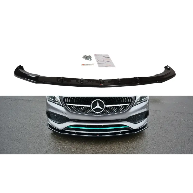 Quantité Limitée LAME DU PARE-CHOCS AVANT - SPLITTER V.1 MERCEDES-BENZ CLA C117 AMG-LINE FACELIFT - MAXTON DESIGN - FINITION NOIR BRILLANT