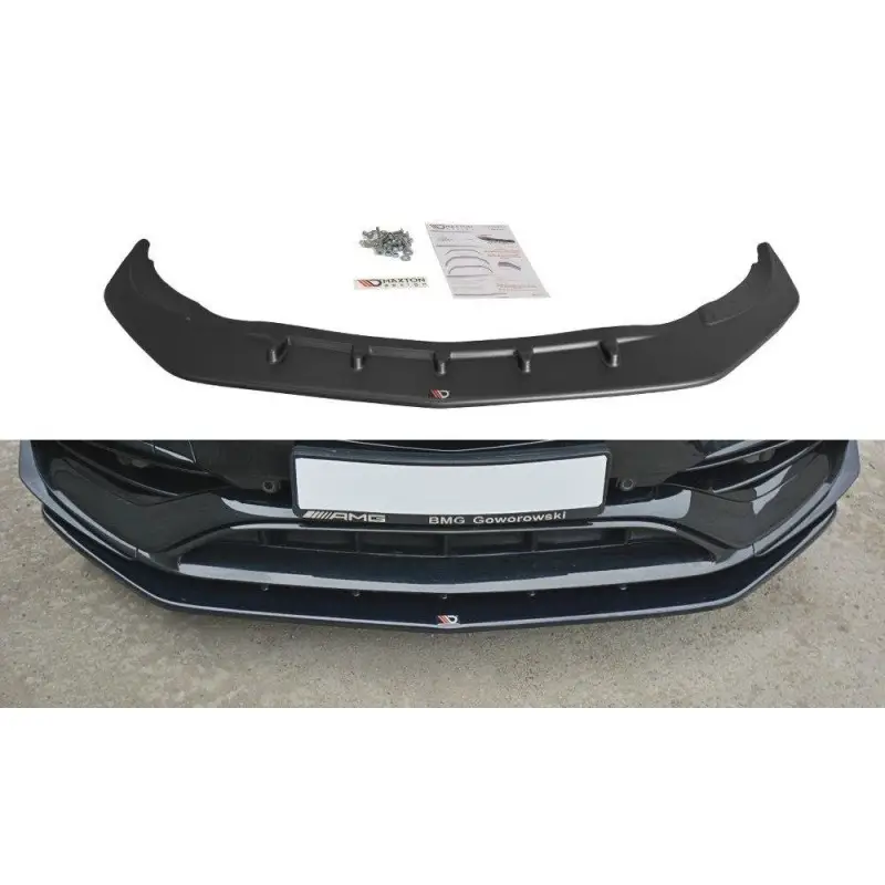 LAME DU PARE-CHOCS AVANT V.1 MERCEDES CLA A45 AMG C117 FACELIFT - MAXTON DESIGN - FINITION NOIR BRILLANT Offre Limitée