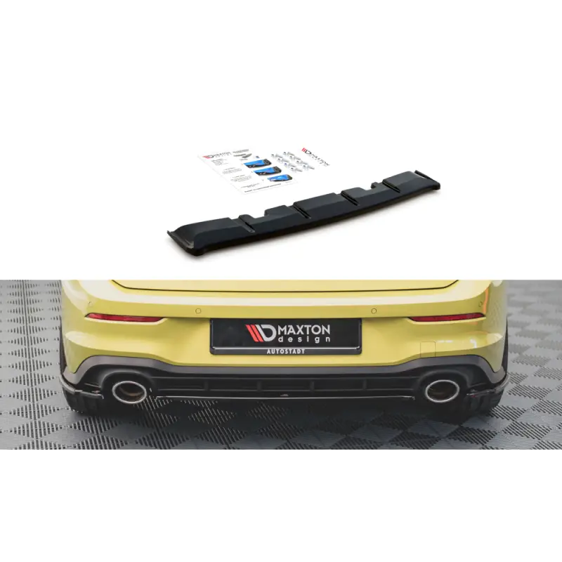 CENTRAL ARRIERE SPLITTER VOLKSWAGEN GOLF 8 GTI CLUBSPORT - MAXTON DESIGN - FINITION NOIR BRILLANT Jusqu’à Épuisement Des Stocks