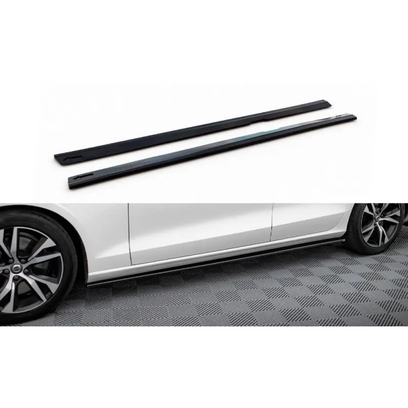 RAJOUTS DES BAS DE CAISSE V.2 VOLVO S60/V60 R-DESIGN MK3 - MAXTON DESIGN - FINITION NOIR BRILLANT Achat Immédiat