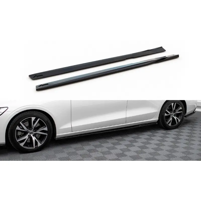 Authentique RAJOUTS DES BAS DE CAISSE V.1 VOLVO S60/V60 R-DESIGN MK3 - MAXTON DESIGN - FINITION NOIR BRILLANT