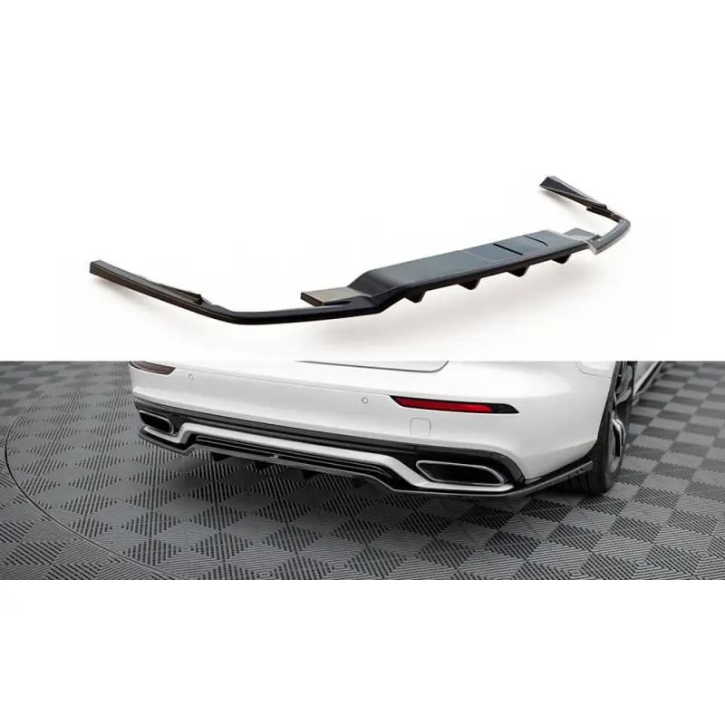 Dernière Chance CENTRAL ARRIERE SPLITTER (AVEC UNE BARRE VERTICALE) VOLVO S60/V60 R-DESIGN MK3 - MAXTON DESIGN - FINITION NOIR BRILLANT