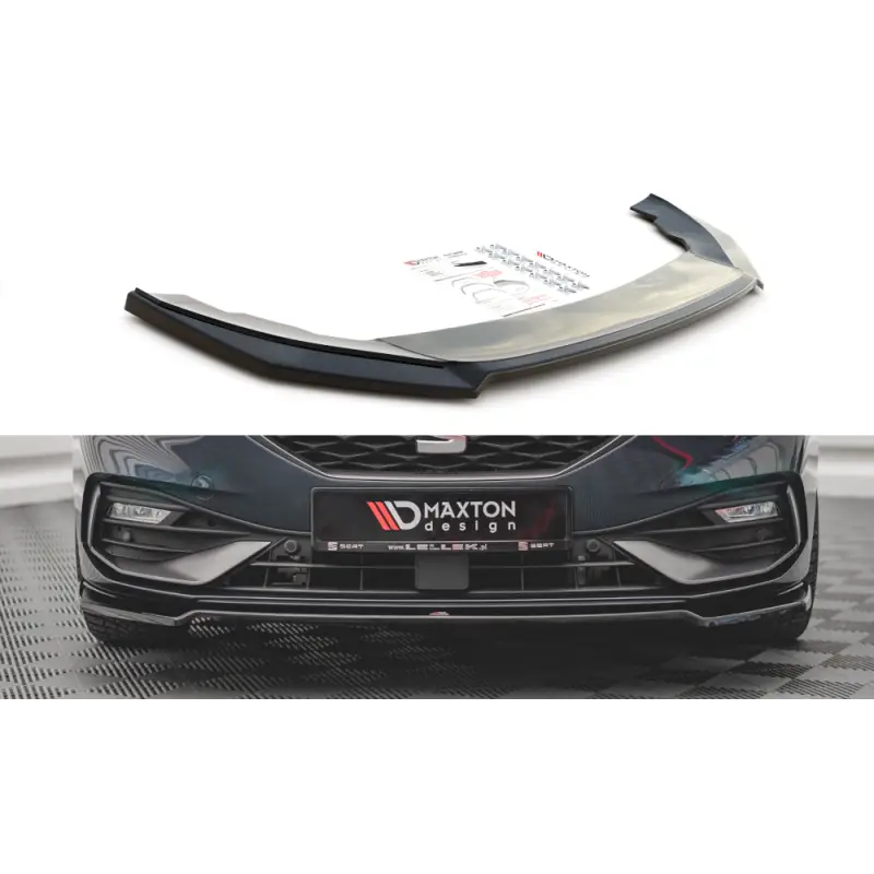Prix Cassé LAME DU PARE-CHOCS AVANT V.4 SEAT LEON FR MK4 - MAXTON DESIGN - FINITION NOIR BRILLANT