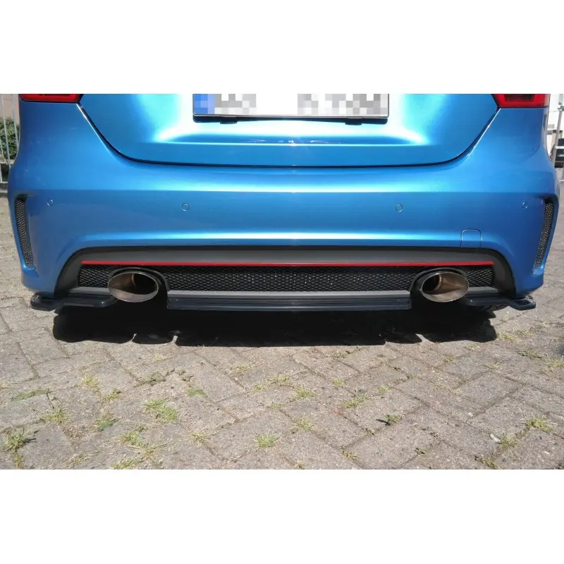 CENTRAL ARRIÈRE SPLITTER (SANS BARRES VERTICALES) MERCEDES-BENZ W176 AMG-LINE AVANT FACELIFT - MAXTON DESIGN - FINITION NOIR BRI Prix Bas