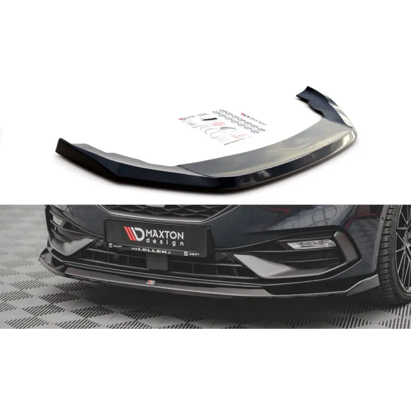 Authentique LAME DU PARE-CHOCS AVANT V.3 SEAT LEON FR MK4 - MAXTON DESIGN - FINITION NOIR BRILLANT