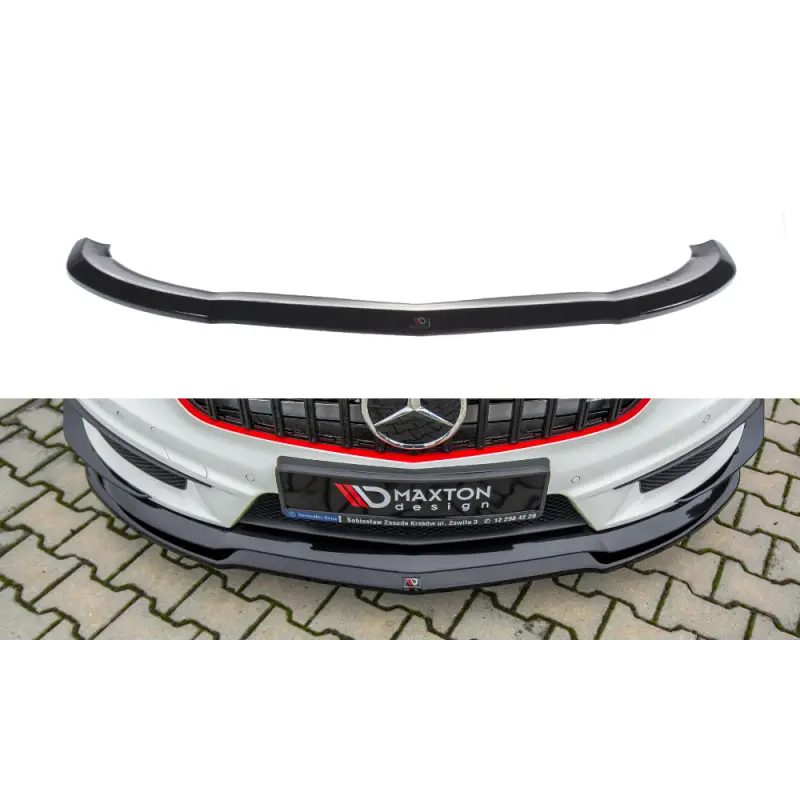 LAME DU PARE-CHOCS AVANT - SPLITTER MERCEDES A45 AMG W176 - MAXTON DESIGN - FINITION NOIR BRILLANT Prix Choc