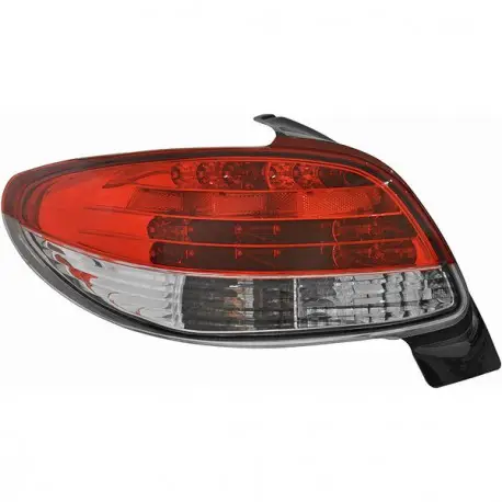 Prix Réduit SET DE DEUX FEUX ARRIERES LED DESIGN PEUGEOT 206 (98-05) - MOD 3 -ROUGE/BLANC - LED - PAS POUR 206 CC